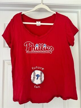 RARE Soft As A Grape x MLB Phillies Future Fan Red V-Neck Maternity XL